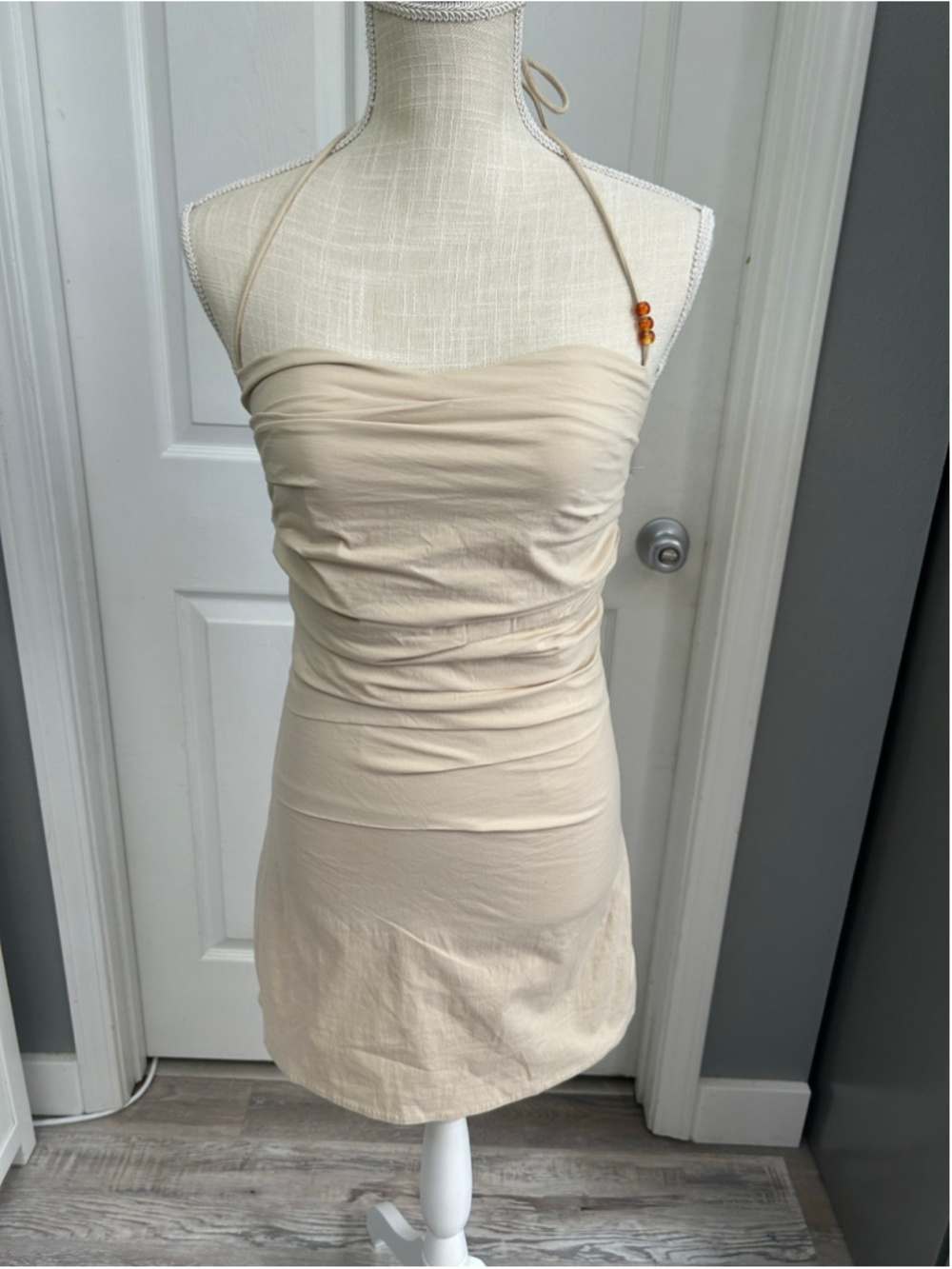 Peppermayo NWT tan Rockpool beaded mini dress Sz 4 - Picture 2 of 9